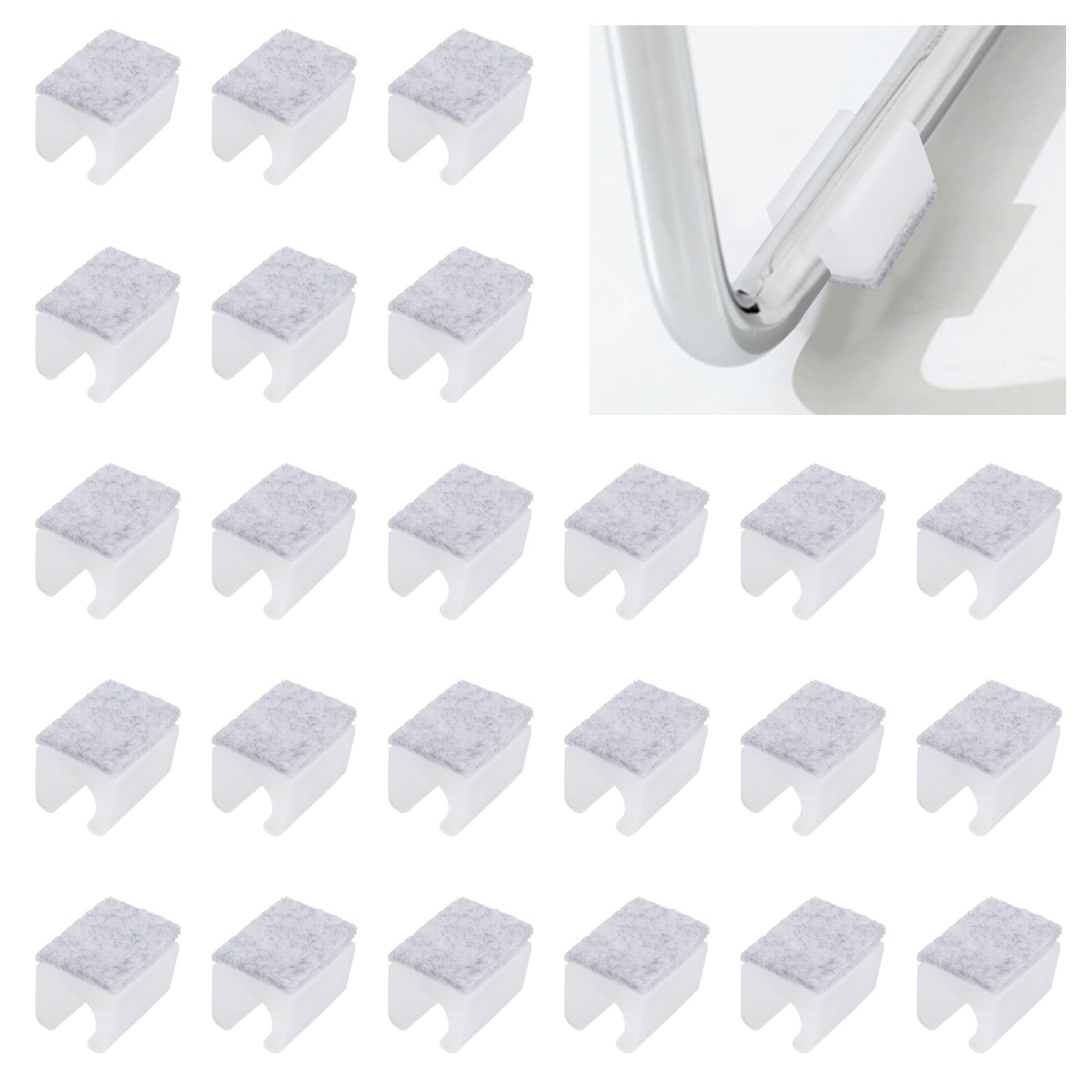 UFURMATE 24Pcs Chair Pads 12mm Plastic Chair Leg Floor Protectors with Felt Pads U Shaped Furniture Feet Protectors Non-Slip Rectangle Tubular Legs Caps (White) — image 1
