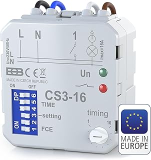 ELEKTROBOCK Zeitrelais - Nachlaufrelais 230 V 16 A - LED geeignet - Langlebig - Verzögerungszeitrelais mit 8 Funktionen - Unterputz - Lüftersteuerung Umwälzpumpen