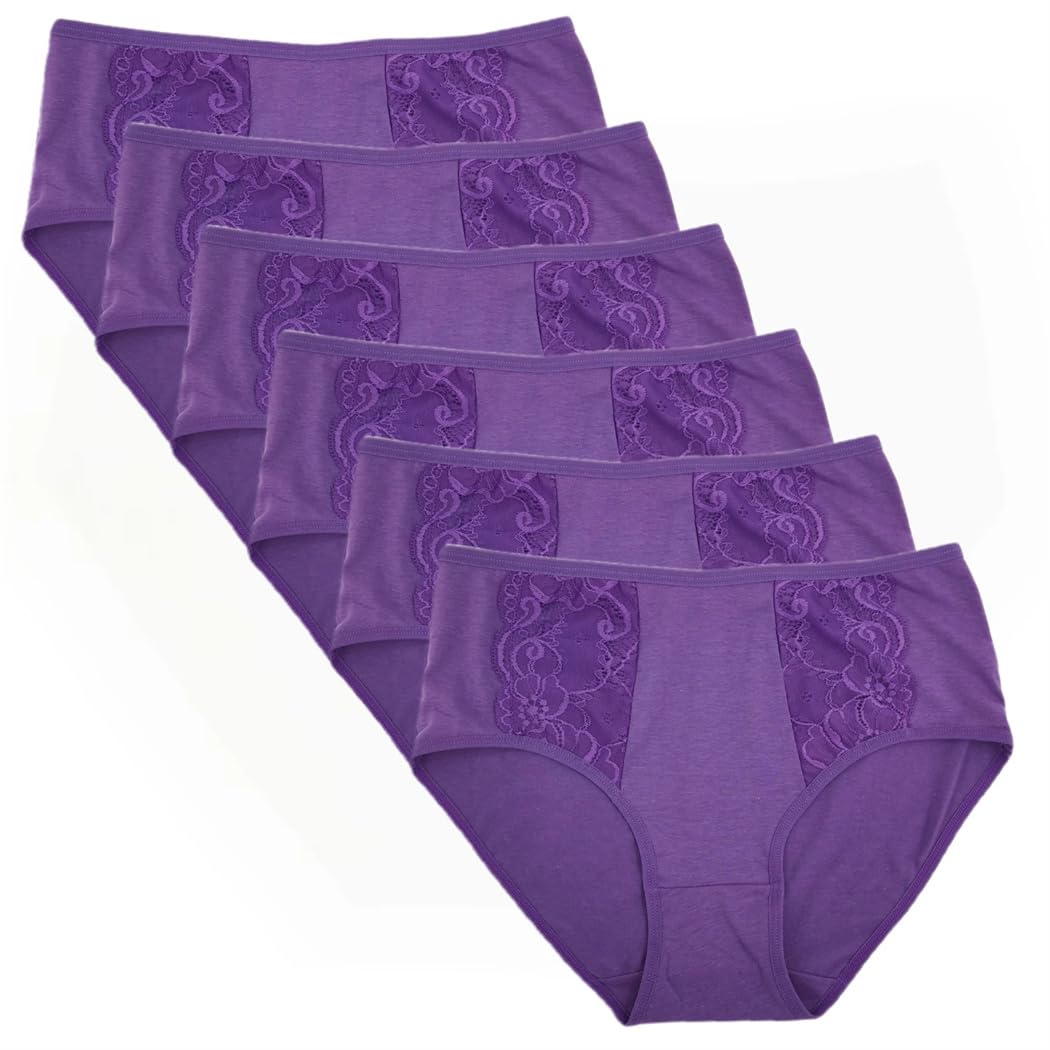 Mutandine da donna in cotone slip in pizzo a vita medio alta mutande in cotone tinta unita biancheria intima mutande 6 pezzi