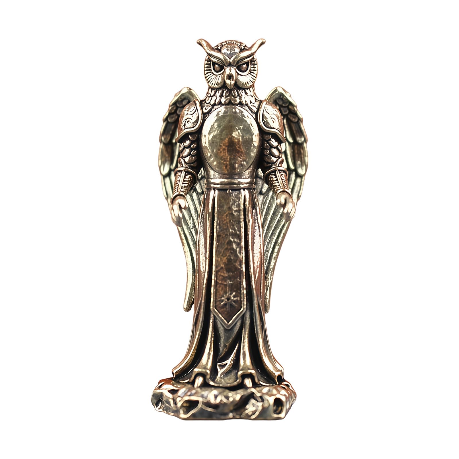 ADYJEE Antiqued Brass Owl Figurine for Home Decors Mystical Wizard Inspired Collectible Art Piece Miniature Statue Collectible Ornament Owl Tiny Statue