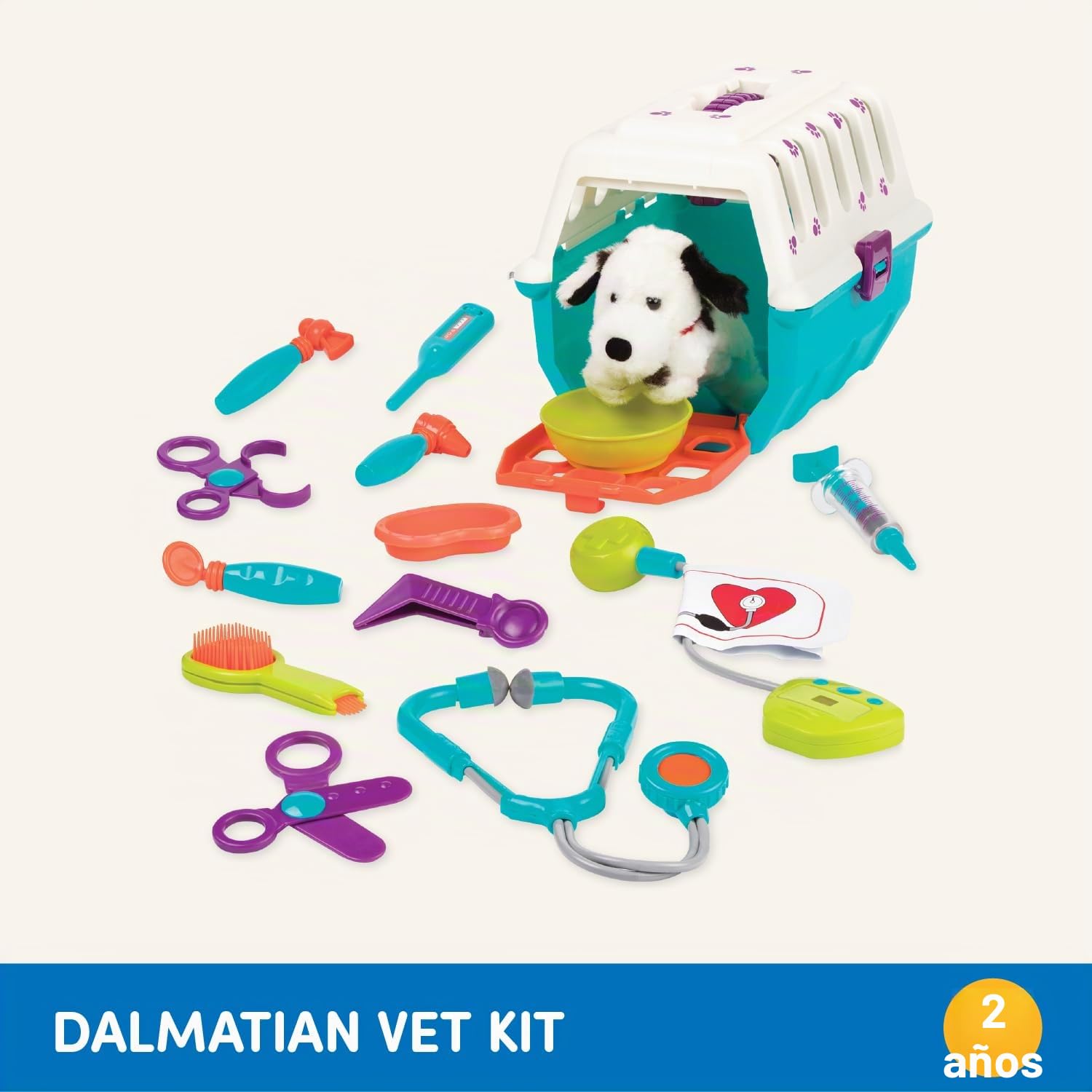 Battat - Juguete para Simular ser un Veterinario - Juego para el Cuidado del Perro - Peluche y transportín - Set de Veterinario para niños - 2 años +