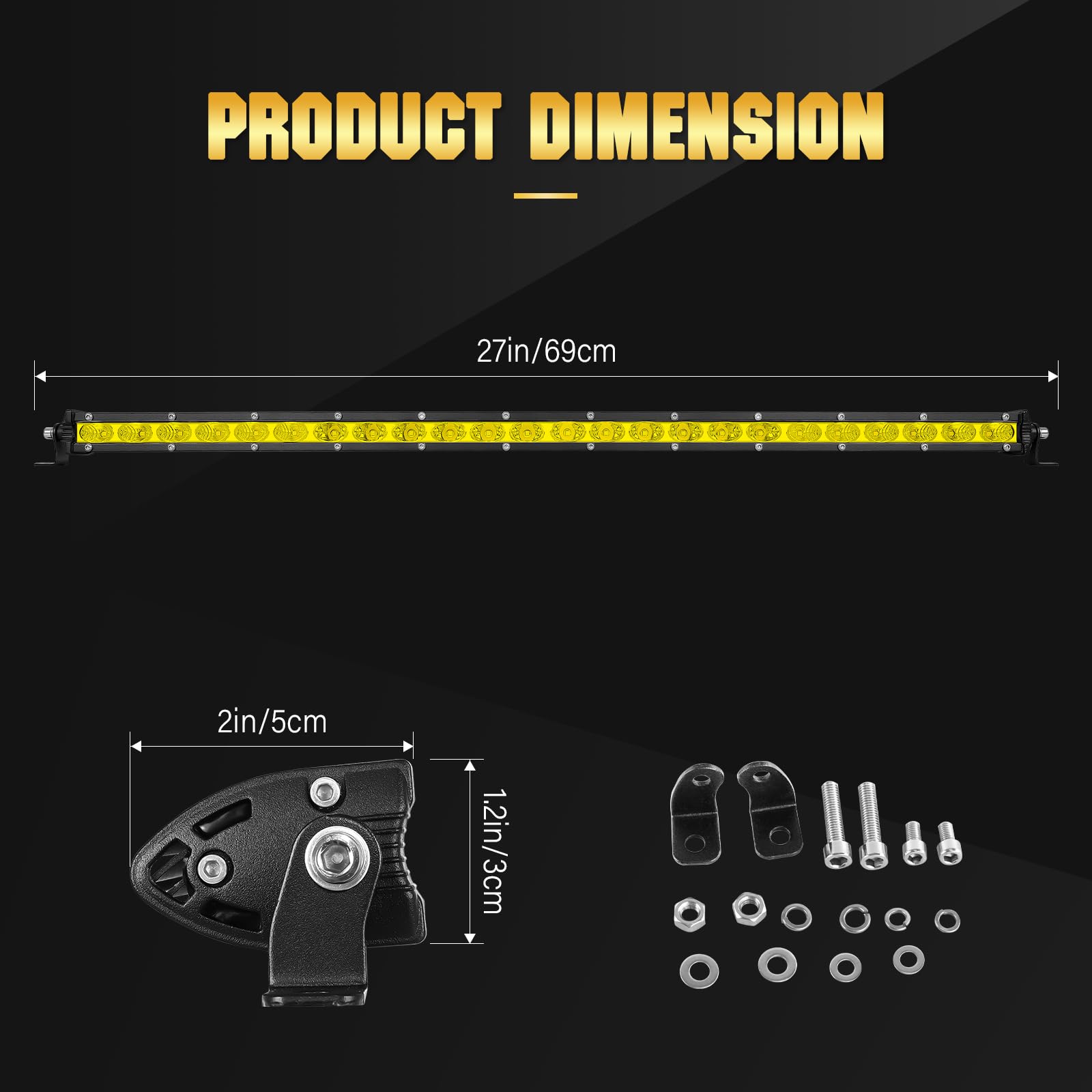 RIGIDON Barra Led Slim Fuoristrada, 65 cm 120W Barra Luminosa a Led Sottile