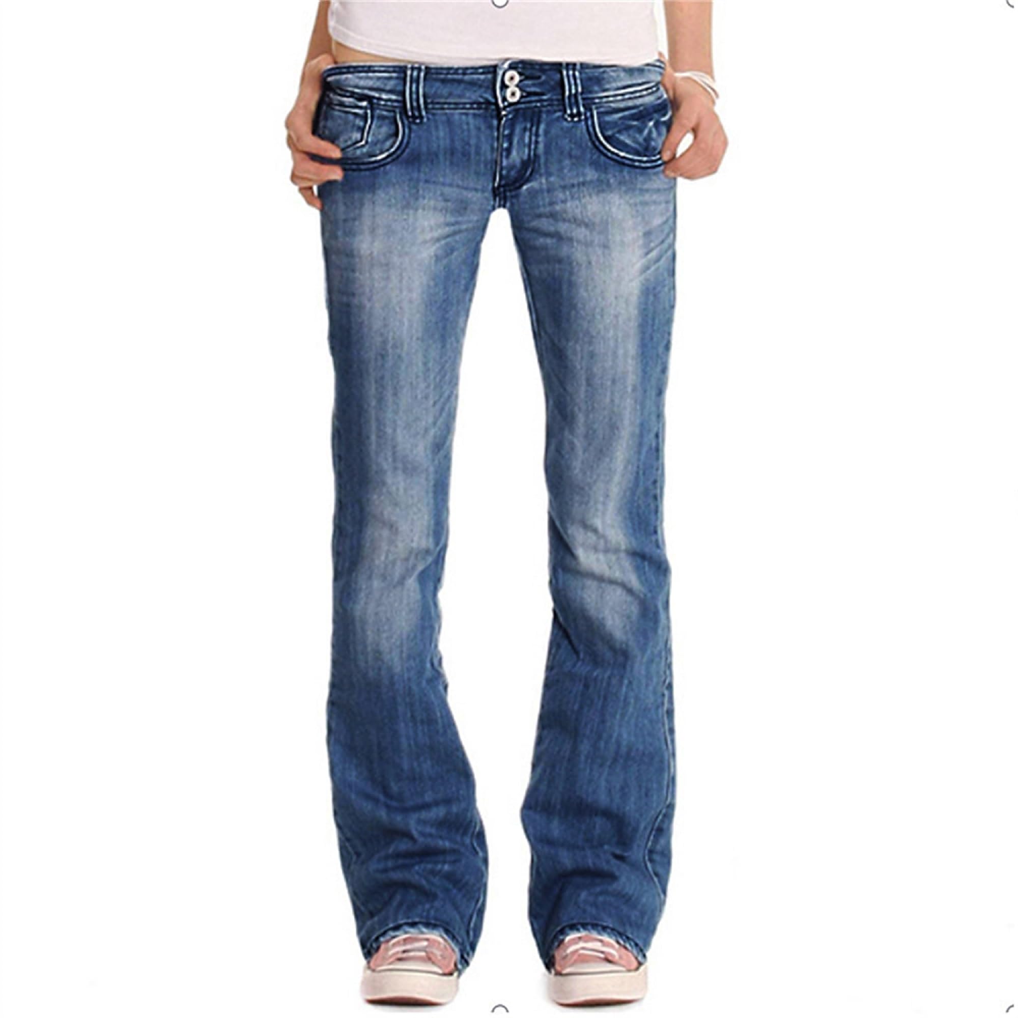 Slim Stretch Bootcut Leg Trouser for Men Classic Curvy Jeans Washed Ripped Skinny Denim Pants