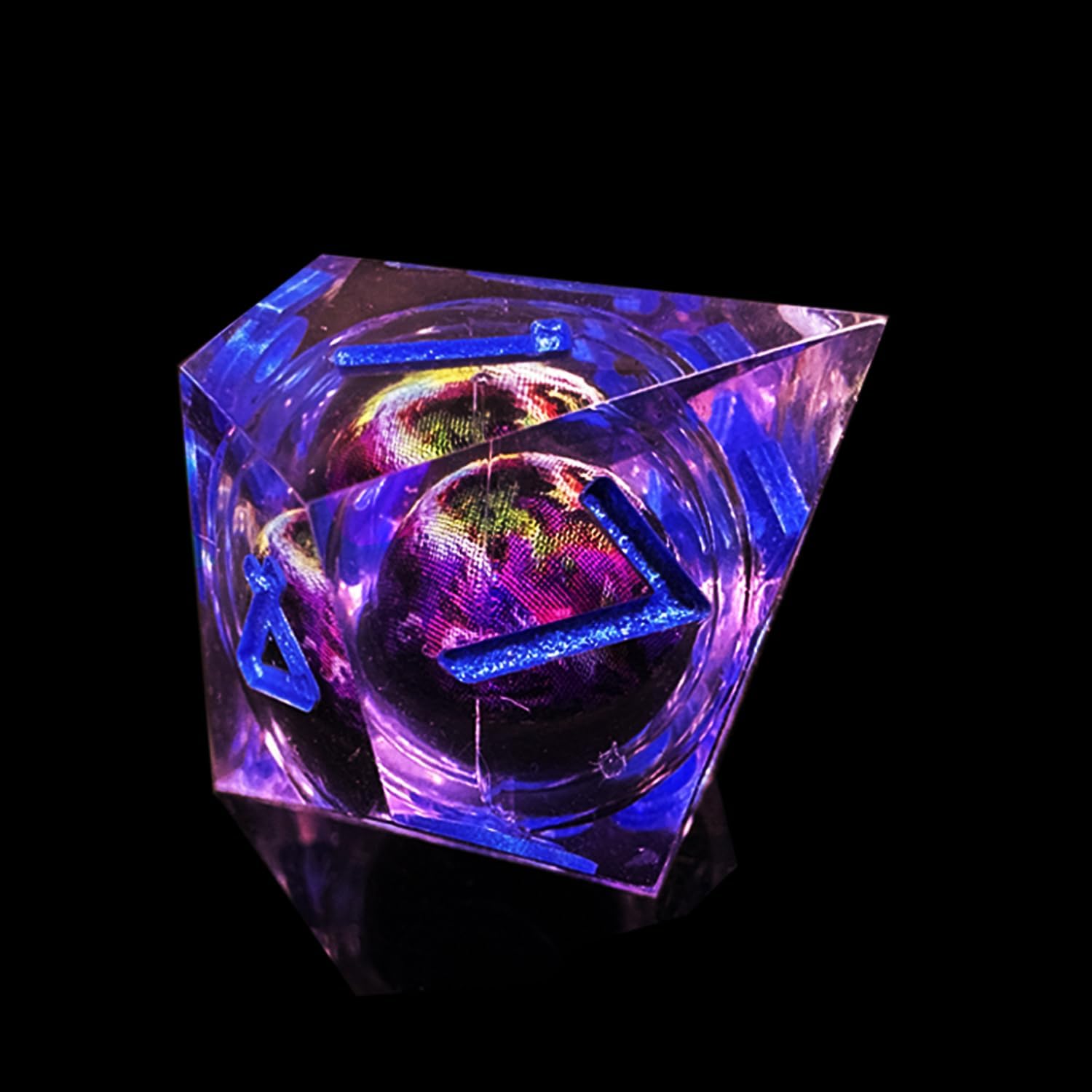 HAOMEJA Resin Dragon DND Dice Set 7 PCS Sharp Edges D&D Dice with Gift Random Dragon Eye Bag Apply to Dungeons and Dragons Role Playing Game Gift (Dragon C & Purple)