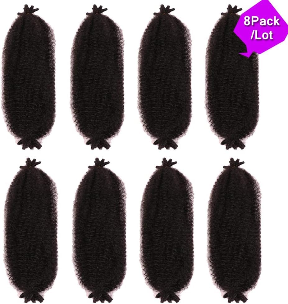 Springy Afro Twist Hair Pre-Separated Spring Twist for Faux Locs Marley Crochet Braiding Hair Extensions (1B#, 24 Inch (Pack of 8)) - Image 3