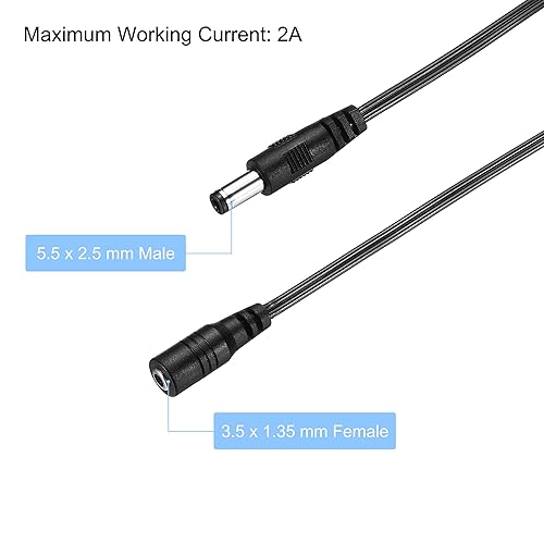 Miniatura 7 de MECCANIXITY Cable de extensión CC de 0.138 x 0.053 in hembra a 0.217 x 0.098 in macho cable de extensión de alimentación para cámara de tira LED