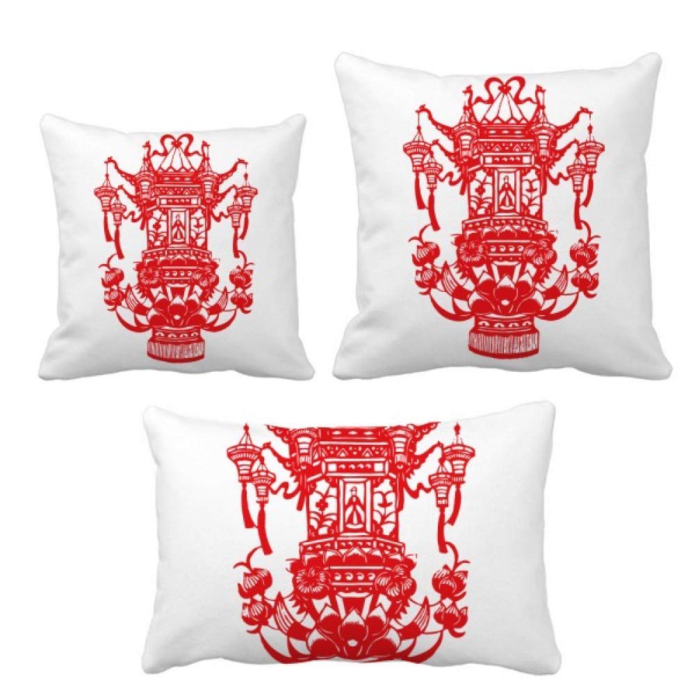 Coussin lanterne rouge deco lotus style chinois garni pour decoration canape maison