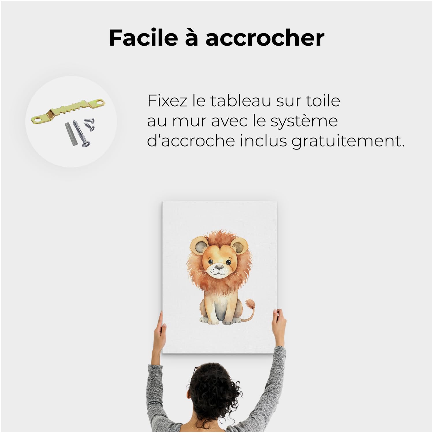 Artaza Tableau Décoration Murale Lion - 60x80 cm - Peinture Chambre Enfant - Impression Sur Toile Aquarelle - Deco Murale Bebe