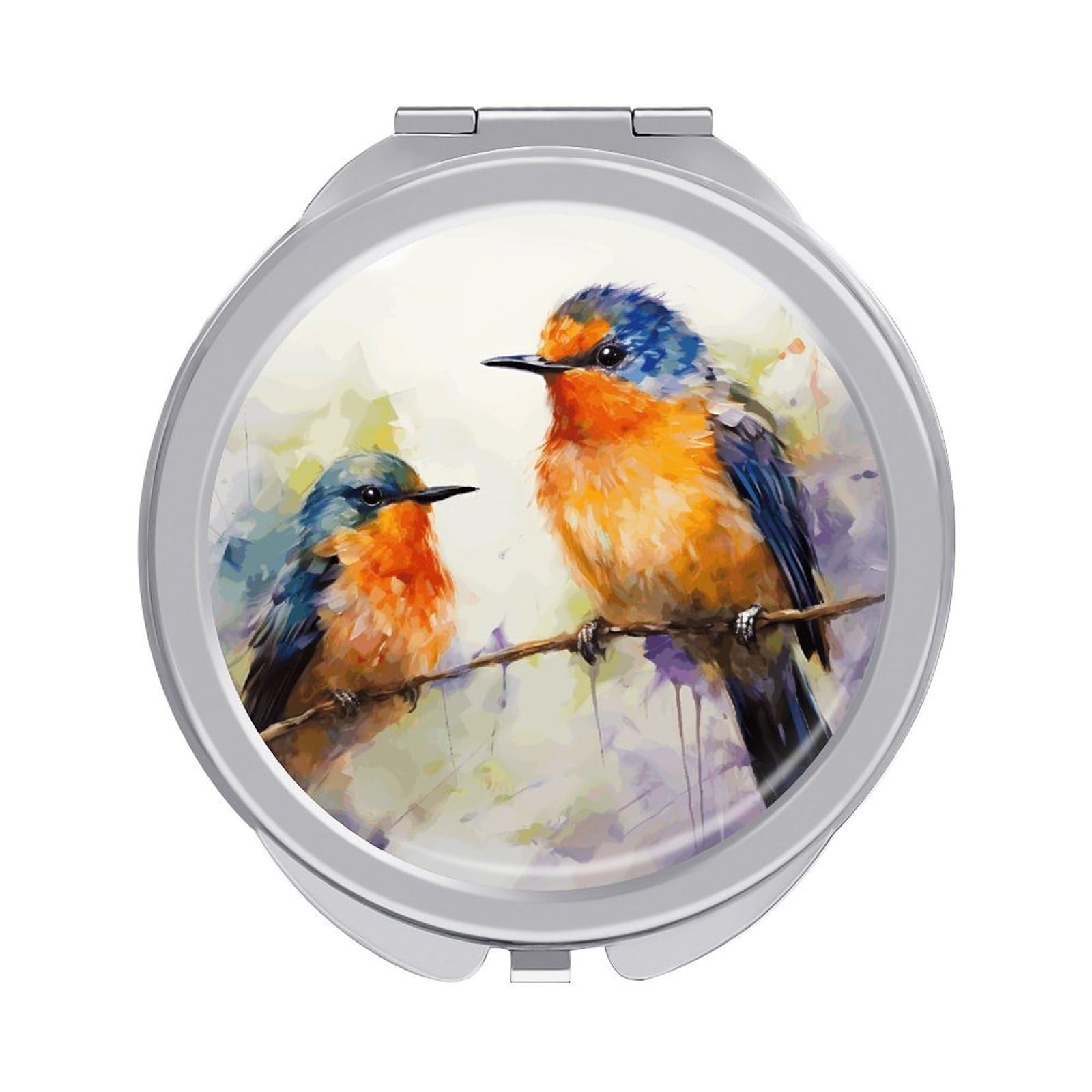 JTREHY Oil Painting Bird Makeup Mirror Portable Folding Mirror Compact Travel Mirrors 2-Sided Round Pocket Mirrors Cute Handheld Beauty Mirror for Handbag Purse for Women Gift