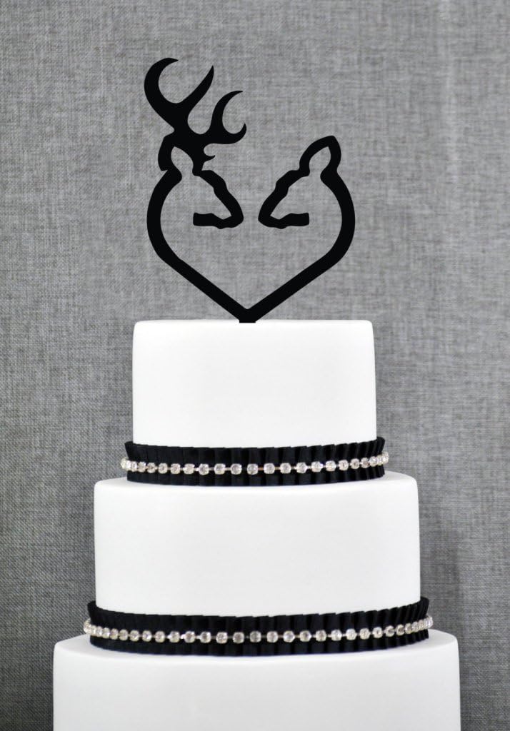 Traditional Buck and Doe Heart Wedding Cake Topper Classic Deer Cake Wedding Cake Topper Hunter Theme Wedding Cake Topper S255