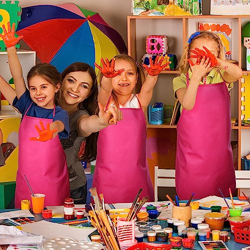 Mepase 12 Pcs Kids Painting Aprons Hot Pink Children's Artists Fabric Aprons Toddler DIY Ready for Baking Classroom Community Events Crafts and Art Painting Activities Theme Parties by Mepase - Image 6