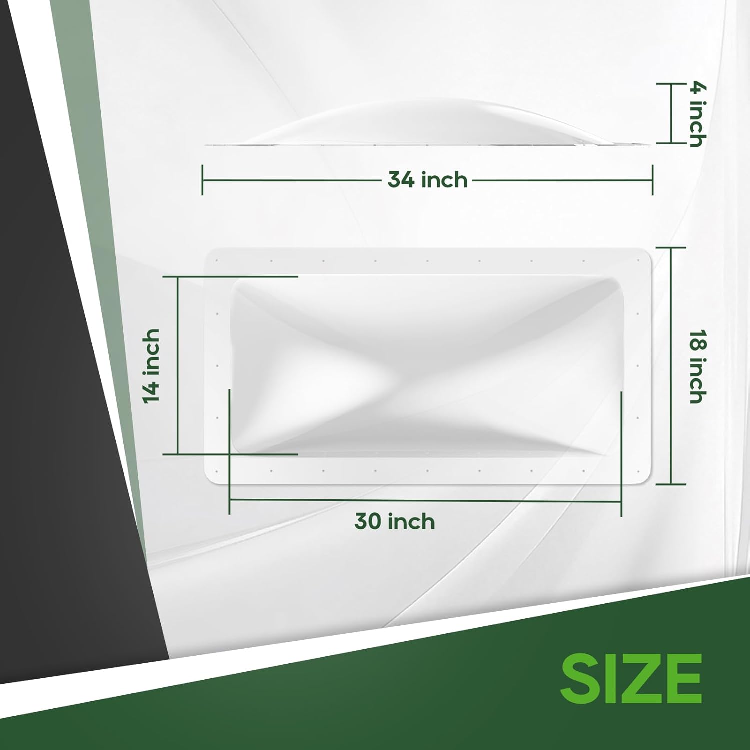 RVGUARD RV Skylight Replacement, 18" x 34" Outer Dimension Skylight Fits All Standard 14" x 30" Openings, RV Skylight for Camper Trailer Fifth Wheel Truck, UV Resistant, Impact Resistant, Clear