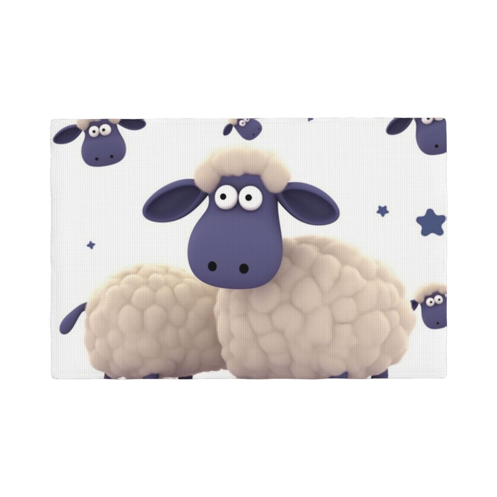 6PCS Linen Placemats Set Sheep Place Mat for Dining Table 12x18 Inch Heat Resistant Place Mats Non-Slip Table Mats for Kitchen Weddings Party Decor Indoor/Outdoor