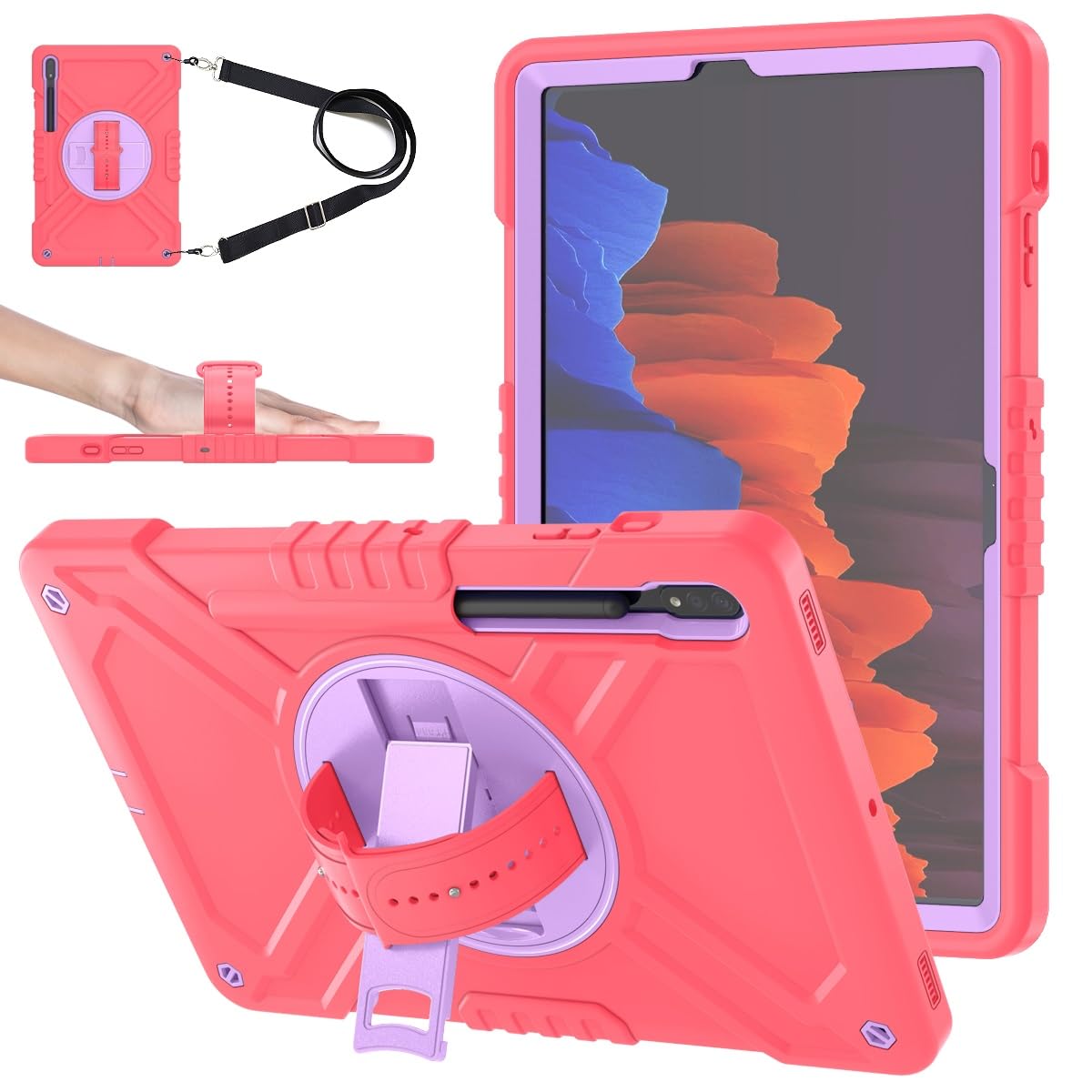 Custodia protettiva per tablet PC compatibile con Samsung Galaxy Tab S8 Plus da 12,4 pollici SM-X800 SM-X806 12,4 pollici custodia antiurto a tre strati per tablet, custodia protettiva in PC+silicone,
