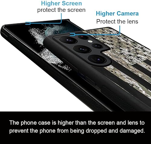 Miniatura 2 de DJSOK Funda compatible con Samsung Galaxy S22 Ultra, diseño clásico de bandera de camuflaje y funda protectora de silicona suave