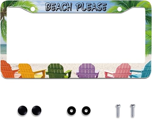 Miniatura 11 de 【2Pcs】 Personaliza marcos de matrícula con patrón tradicional de olas del océano, marcos de matrícula de acero inoxidable para automóvil, accesorios