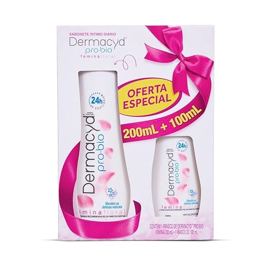 Dermacyd Sabonete Líquido Íntimo Femina 24H Kit De 2 Unidades 200 Ml + 100 Ml