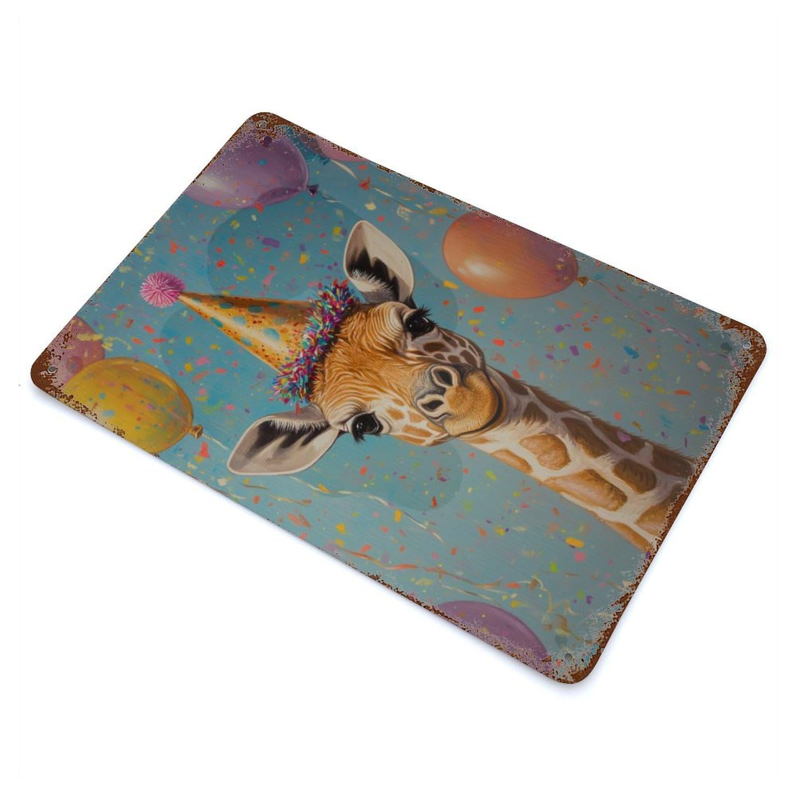 Giraffe Birthday Party Vintage Metal Tin Sign 11.8"x7.9", Ideal for Cafe, Home Bar And Lounge Decor