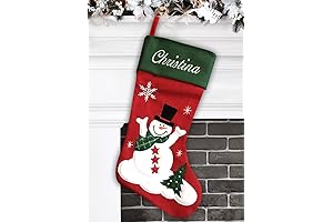 Large Personalized Snowman Christmas Stocking with Embroidered Name