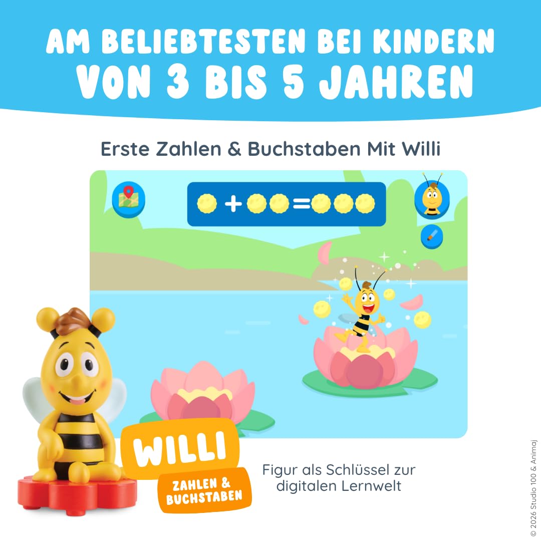 Edurino Figur Die Biene Maja Erste Zahlen & Buchstaben mit Willi ab 3 Jahren inkl. App | Innovatives & digitales Lernspiel | Zahlenverständnis | Buchstaben entdecken | Konzentration