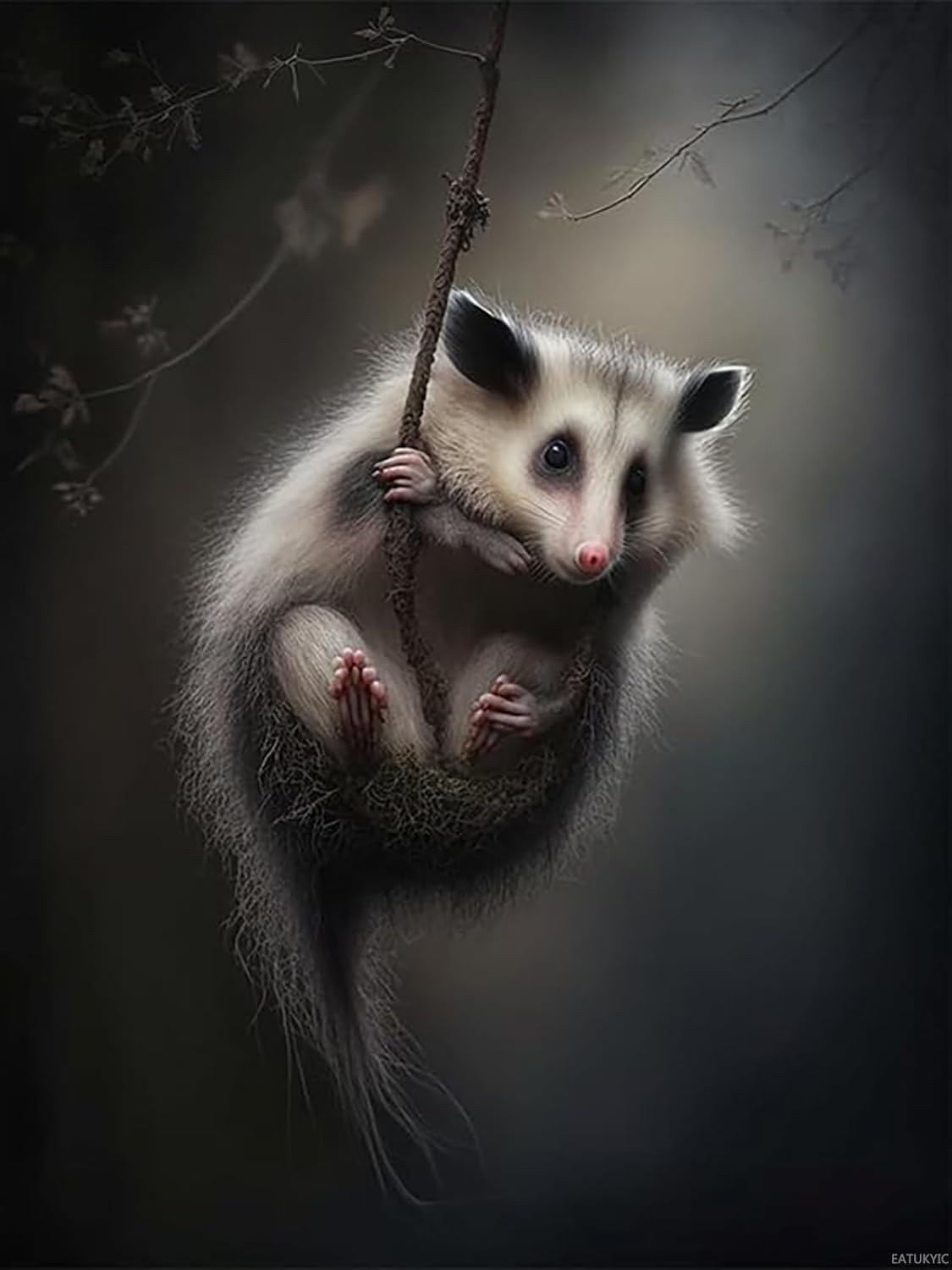 EATUKYIC Funny Virginia Opossum Diamond Painting Kits for Adults, Funny Animals 5D DIY Diamond Art Kits Full Drill Diamond for Gift Wall Decor Gem Arts 12x16inch