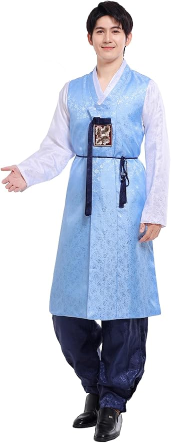Mens Traditional Hanbok Shirt Waistcoat Pants Cosplay Costume