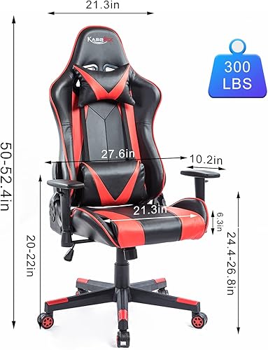 Miniatura 7 de Silla de juegos con respaldo alto, silla de escritorio para oficina en casa, estilo de carreras, cómoda silla de jugador con piel sintética y