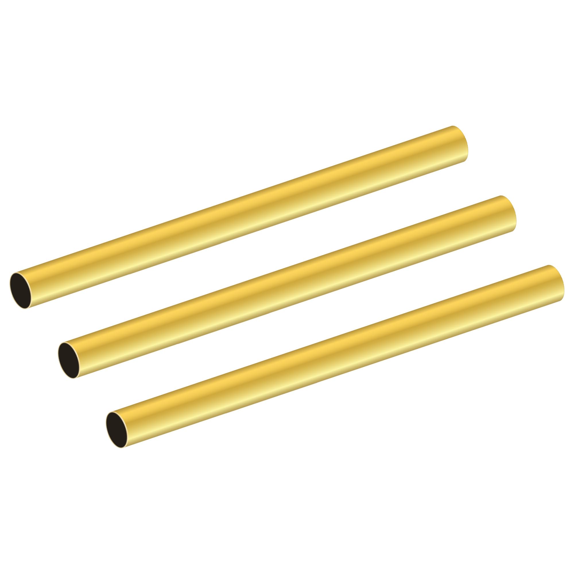 LAVMHAB Round Brass Tube 7mm OD x 0.2mm Wall Thickness x 200mm Length, Seamless Round Brass Pipes Tubing for DIY Craft (3 Pcs)