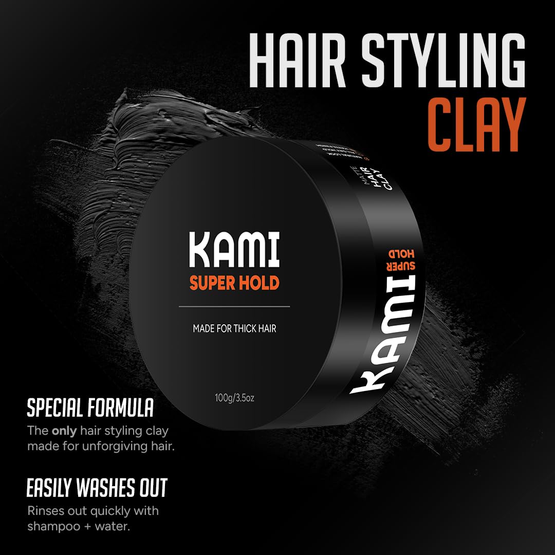 & Kami Clay Strong Hold Matte Hairstyling Texture Combo for Men | Long Lasting Hold