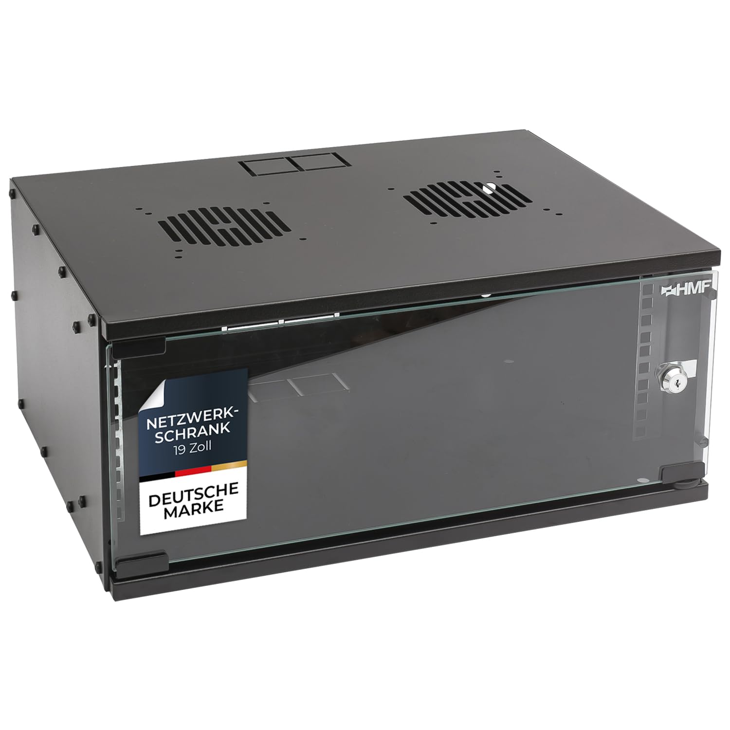 HMF 65704-02 Netzwerkschrank, 19 Zoll, Schwarz