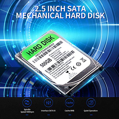 Image of Graflsoa 2.5 inch Mechanical Hard Disk SATA III Interface Laptop HDD 500GB 8MB Cache 5400rpm Speed Hard Drive for Laptop