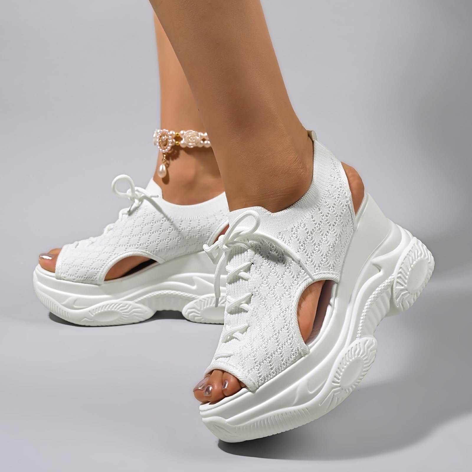 Sandali Donna Estivi da Piedi Nudi Antiscivolo Casual Scarpe Spiaggia Passeggiate Sandali Estivi Donna Semplice ed elegante