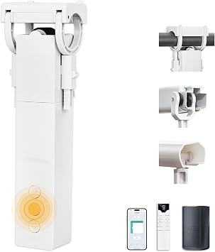 Keego Automatic Curtain Opener with Solar Panel, Smart Curtain Opener with Remote Control App/Timer, High-Performance Motor,Work Compatible with Alexa, Google Home1pcs