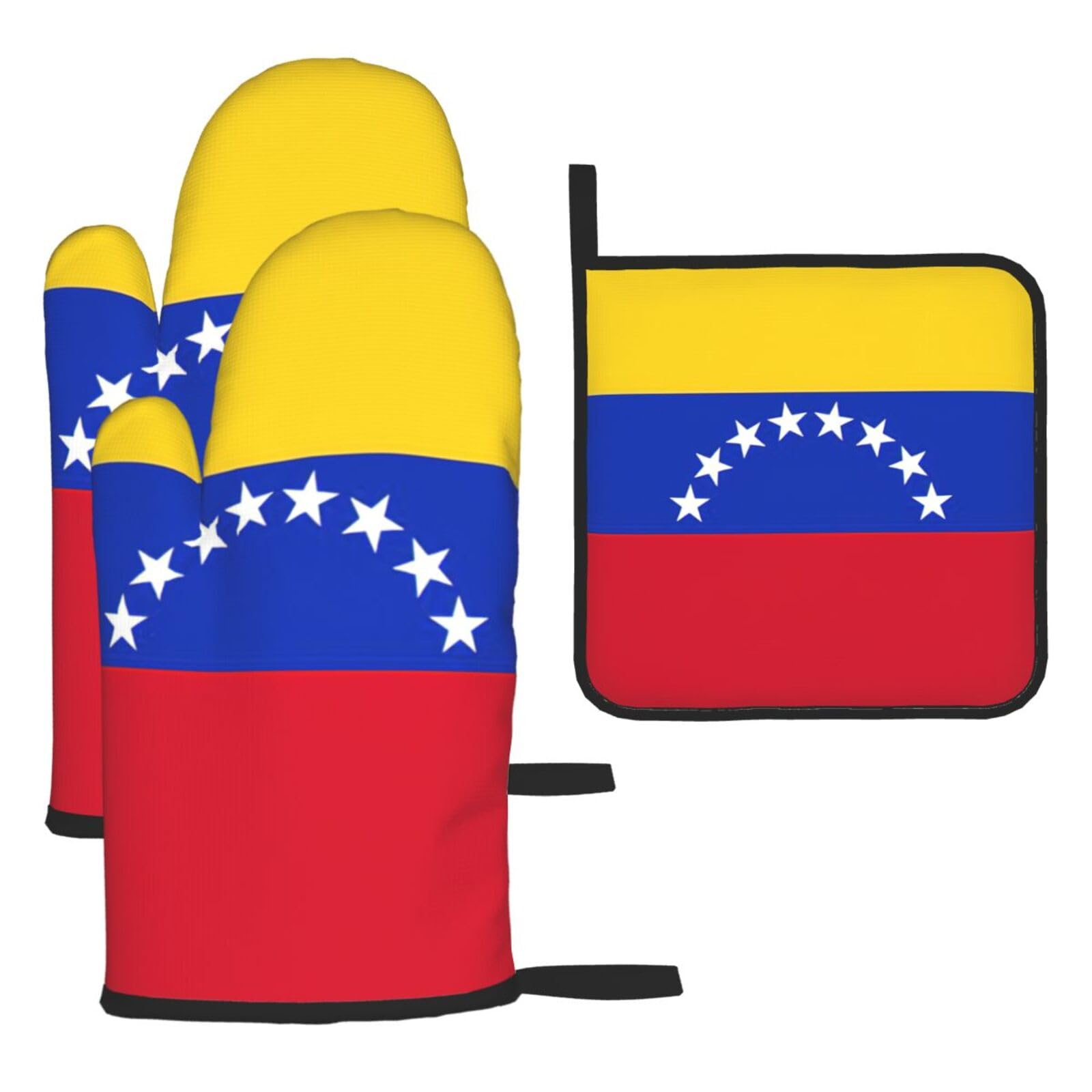 Flag Of Venezuela Print Oven Kitchen Gloves For Baking Outdoor Grilling Home Use Mitts Microwaving Bbq
