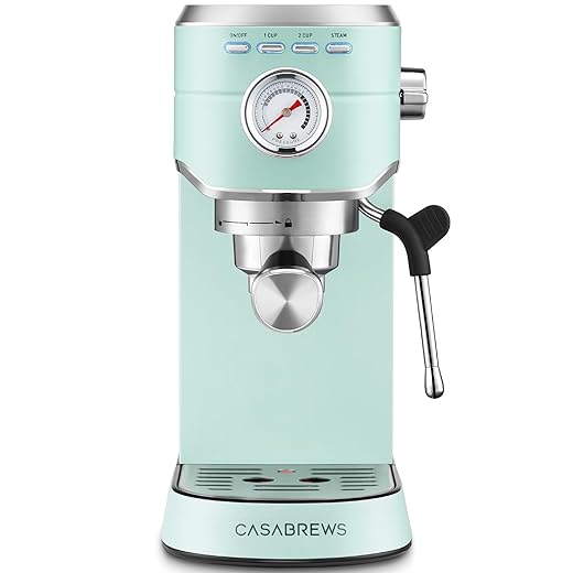 CASABREWS CM5418 Espresso Machine 20 Bar, Compact Espresso Maker with Steam Milk Frother, Stainless Steel Coffee Machine with 34oz Removable Water Tank for Cappuccino Latte, Pastel Green
