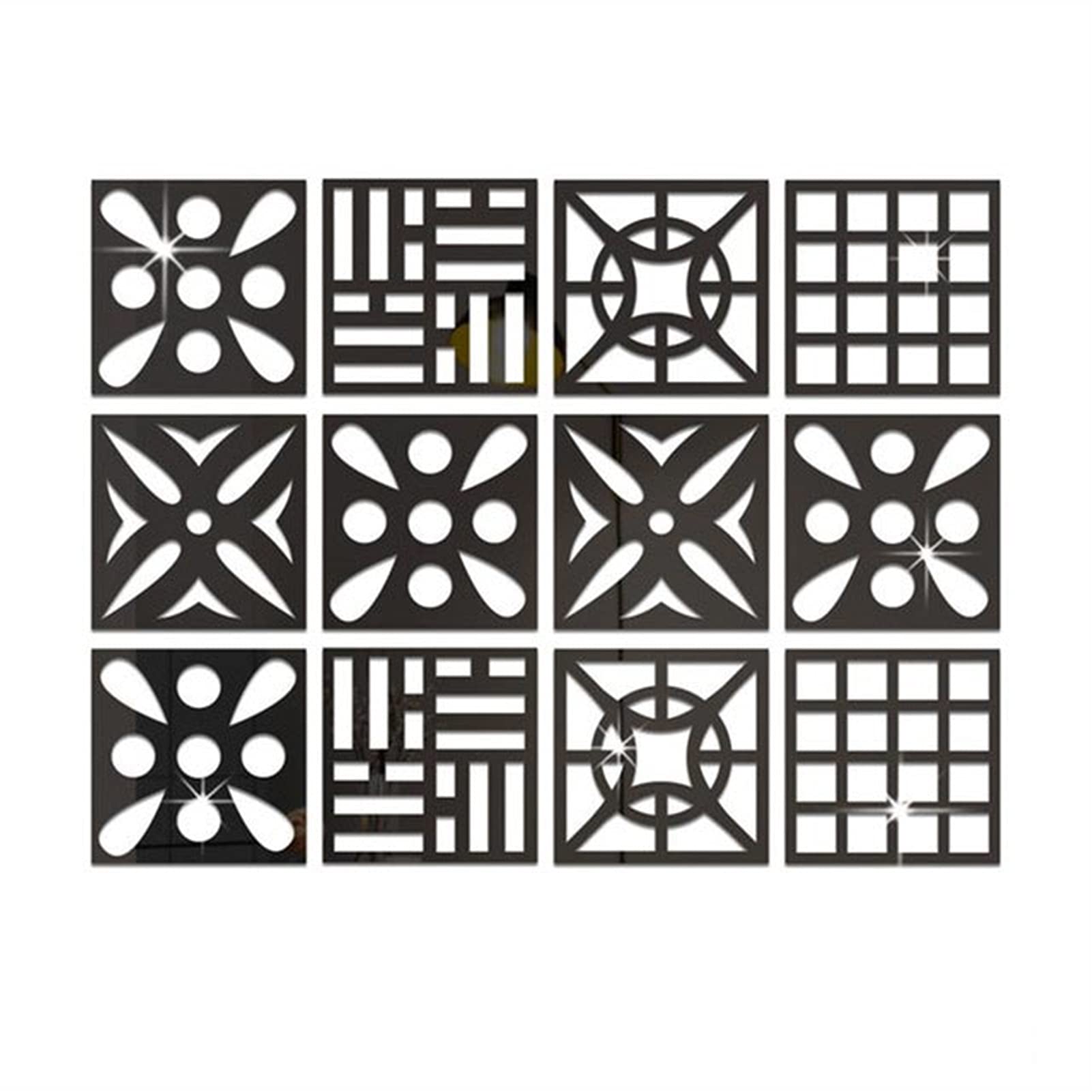 Adesivi ​Murali 12pcs Adesivi murali multicolore Adesivi cavo Autoadesivo dello specchio del modello for soggiorno Decorazione della camera da letto Decorazione della casa Design Art Decor Decor Decal