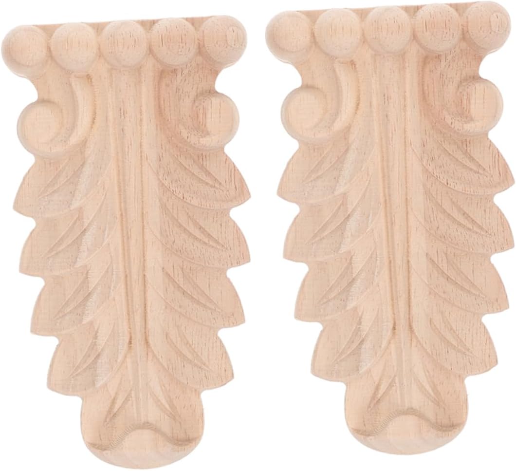 Zerodeko 2pcs Unfinished Wood Corbels Decorative Appliques Vintage Carved Brackets for Furniture Corner Onlays for Shelves and DIY Home Decor