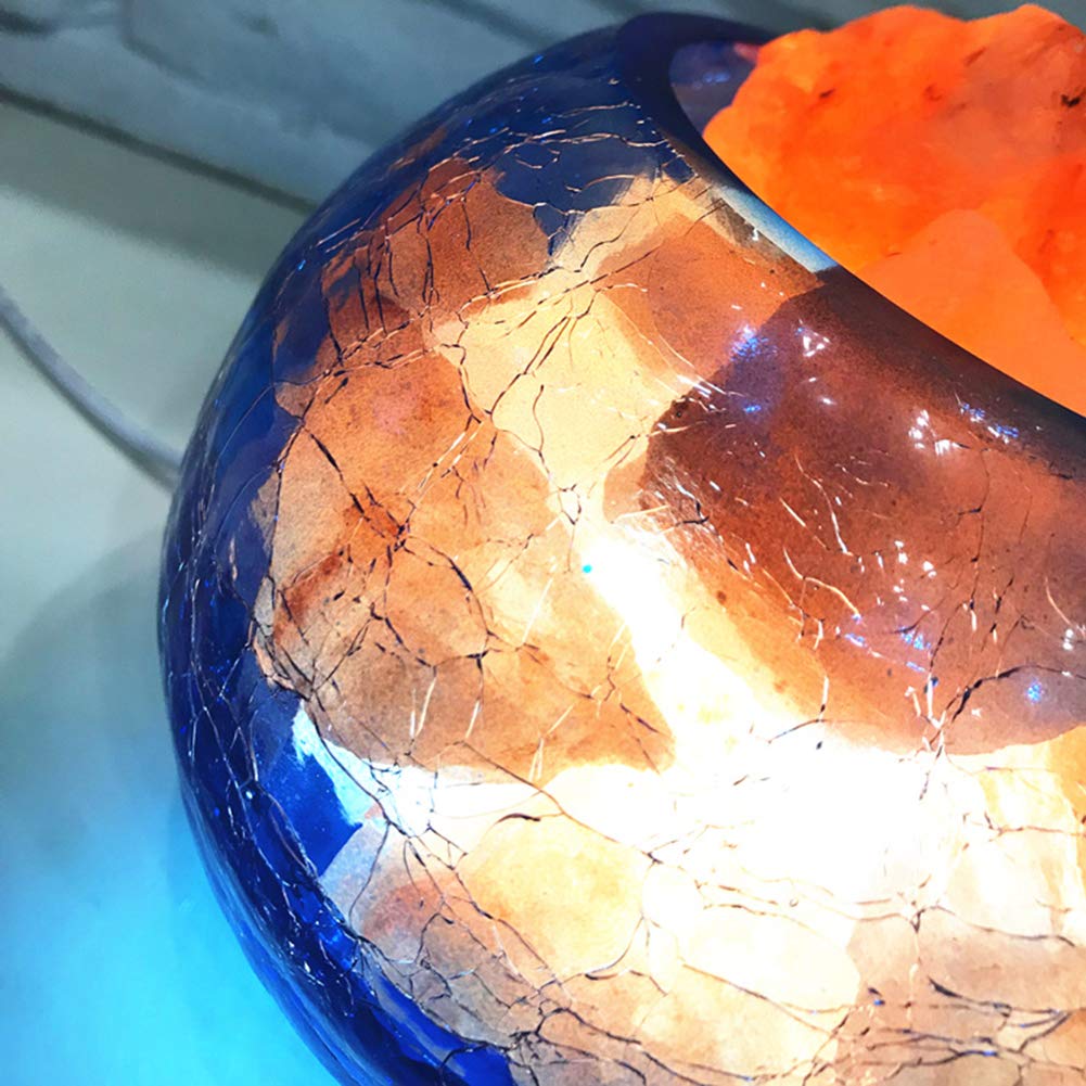 Lámpara De Sal Volcánica del Himalaya, Pantalla De Cristal Redonda, Alimentada por USB, Luz Creativa para La Noche Junto A La Cama, 15 × 15 × 12 Cm