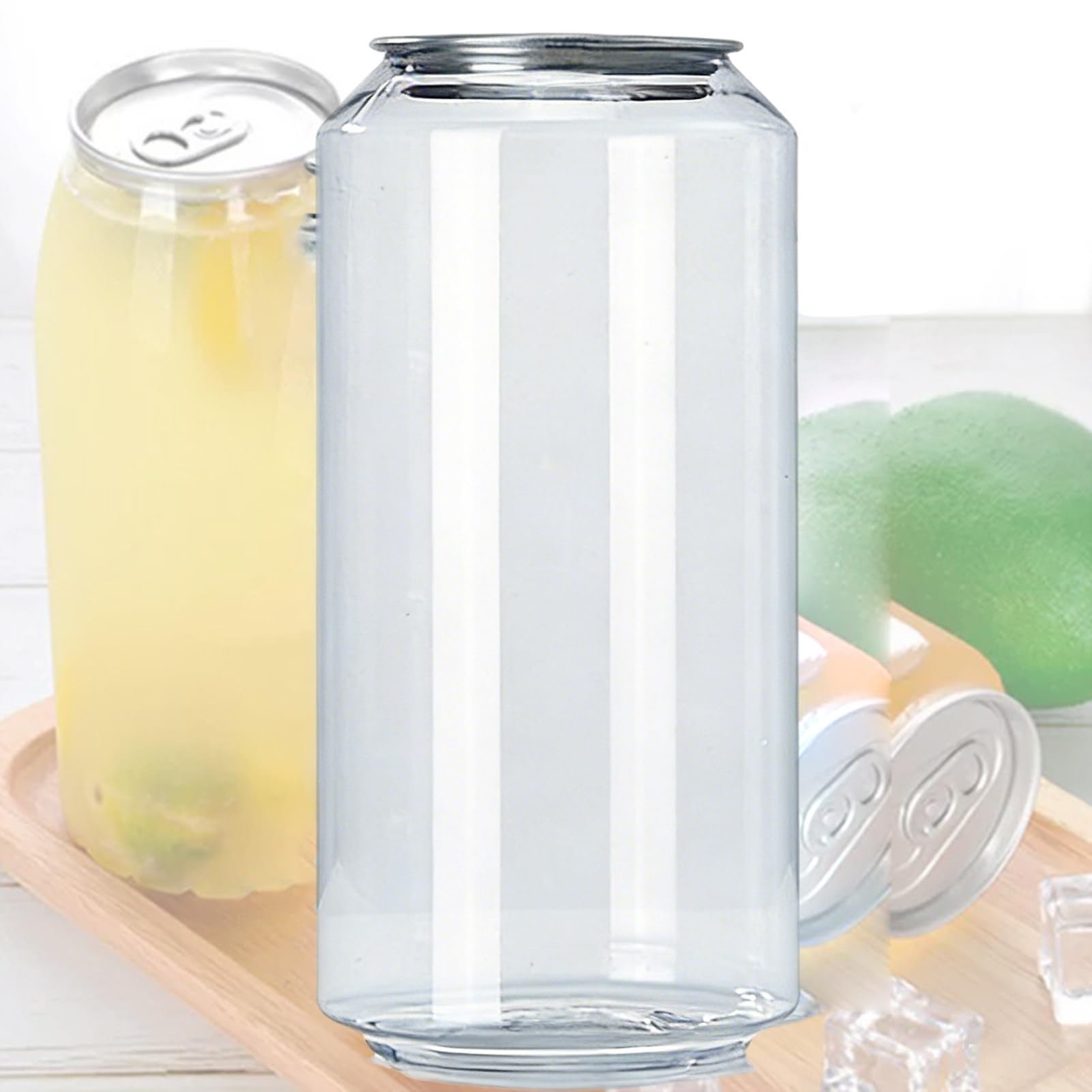 Botellas selladoras de latas de plástico desechables transparentes para boba y jugos