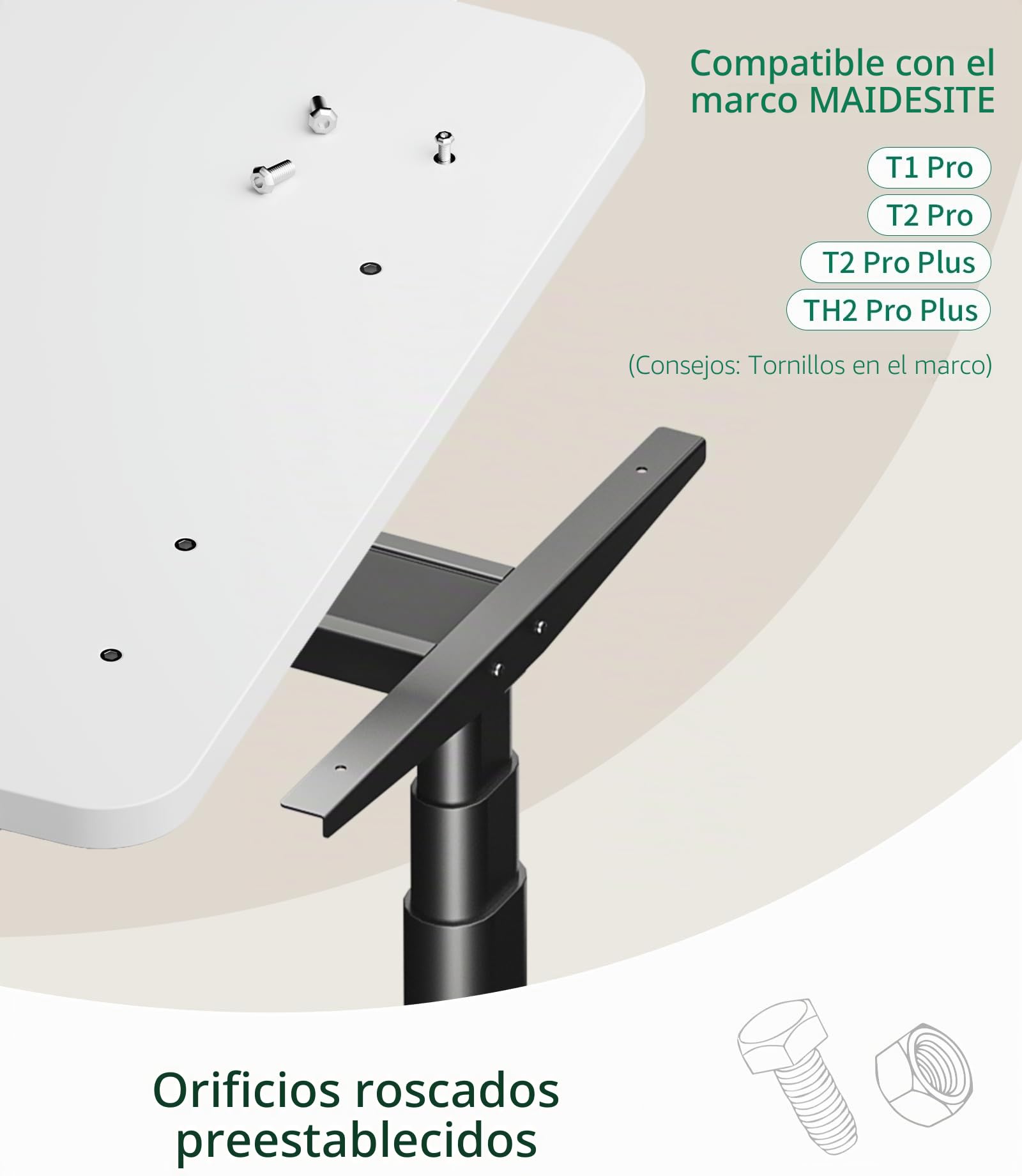 MAIDeSITe Escritorio rectangular de pie eléctrico ajustable en altura, 140 x 70 x 2,5 cm (blanco)