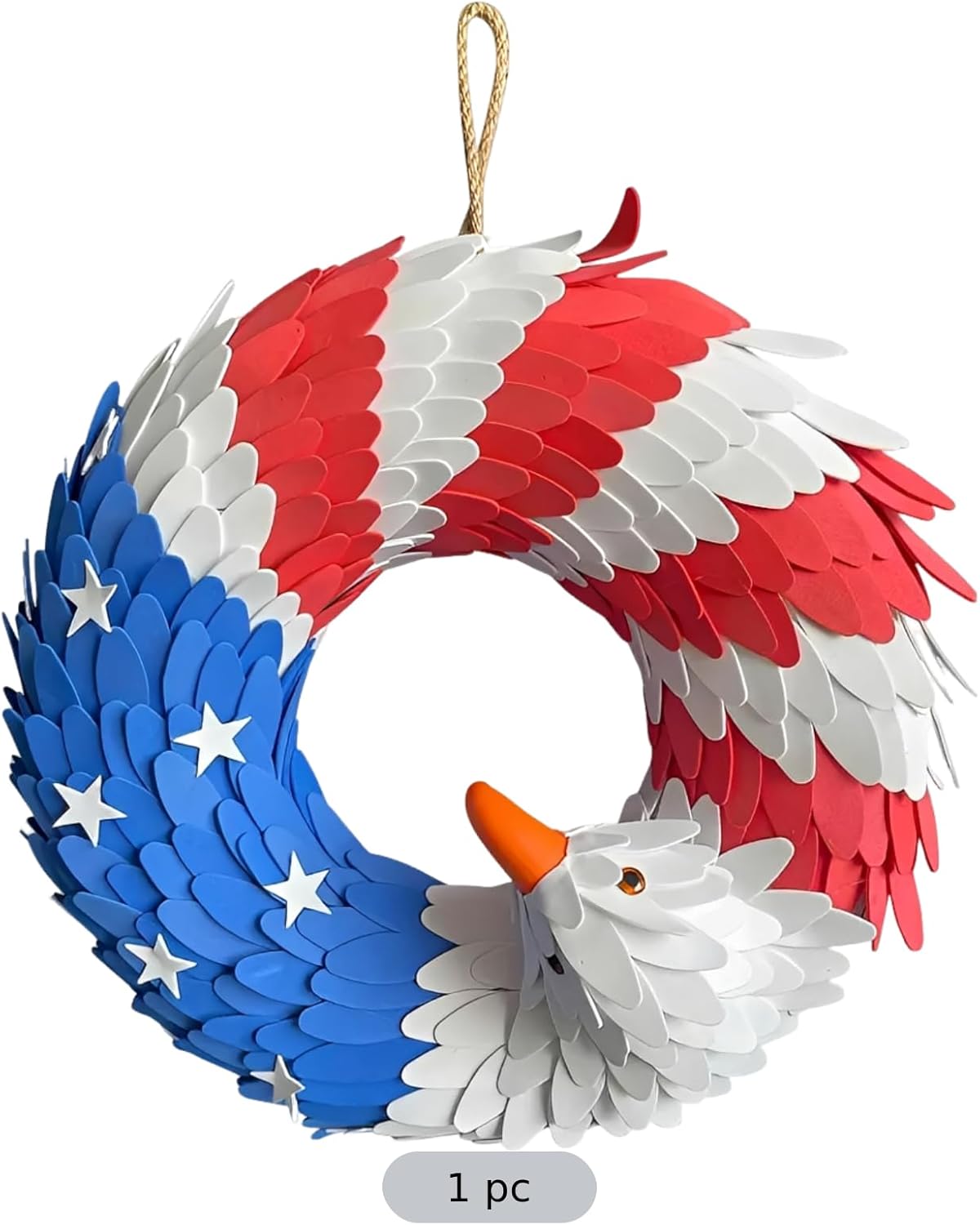 Patriotic Wreath, 15 in America's Flag Independence Day Wreathes, Festival Garland Decoration, Foam Wreath for Front Door, Home, Yard, Wedding, Party