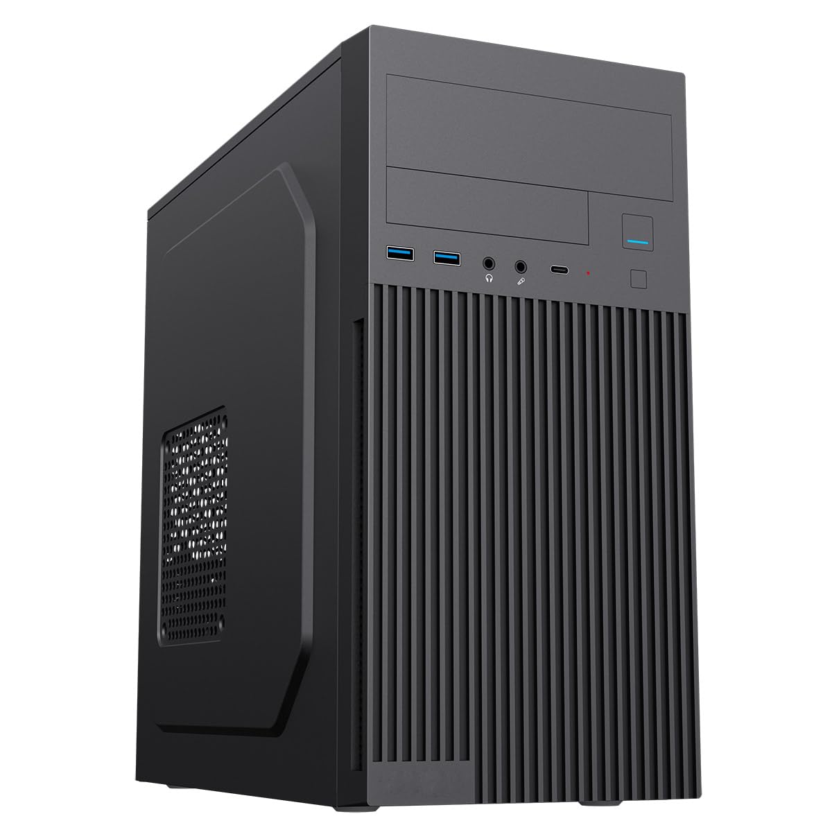 CiT Mentor Micro-ATX Office Business PC Case With USB Type C & 80mm Black Rear F