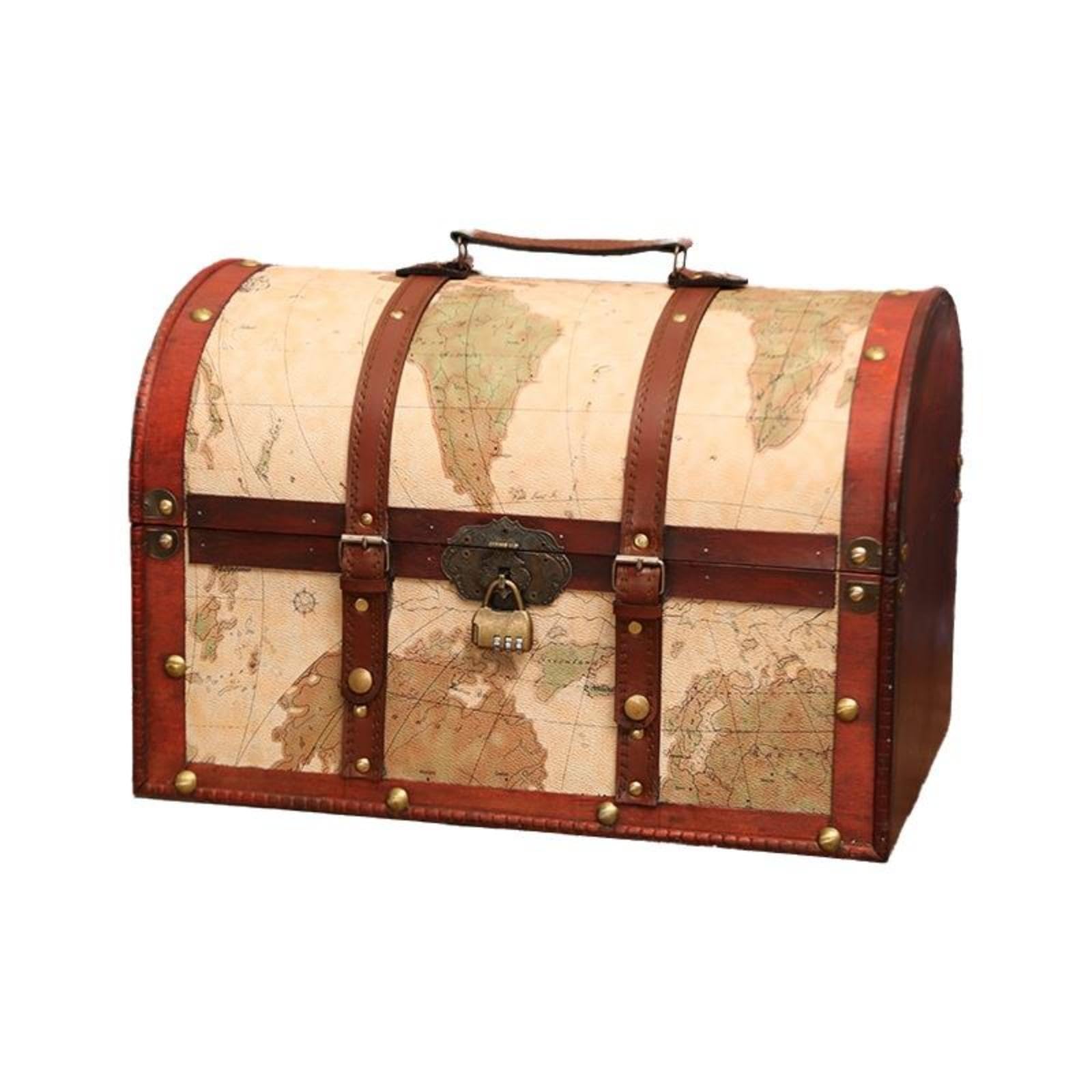 Vintage Wooden Storage Box with Lock, Large Organizer Chest for Toys, Keepsakes, Home Decor 45x31x31cm Navigation-image-16