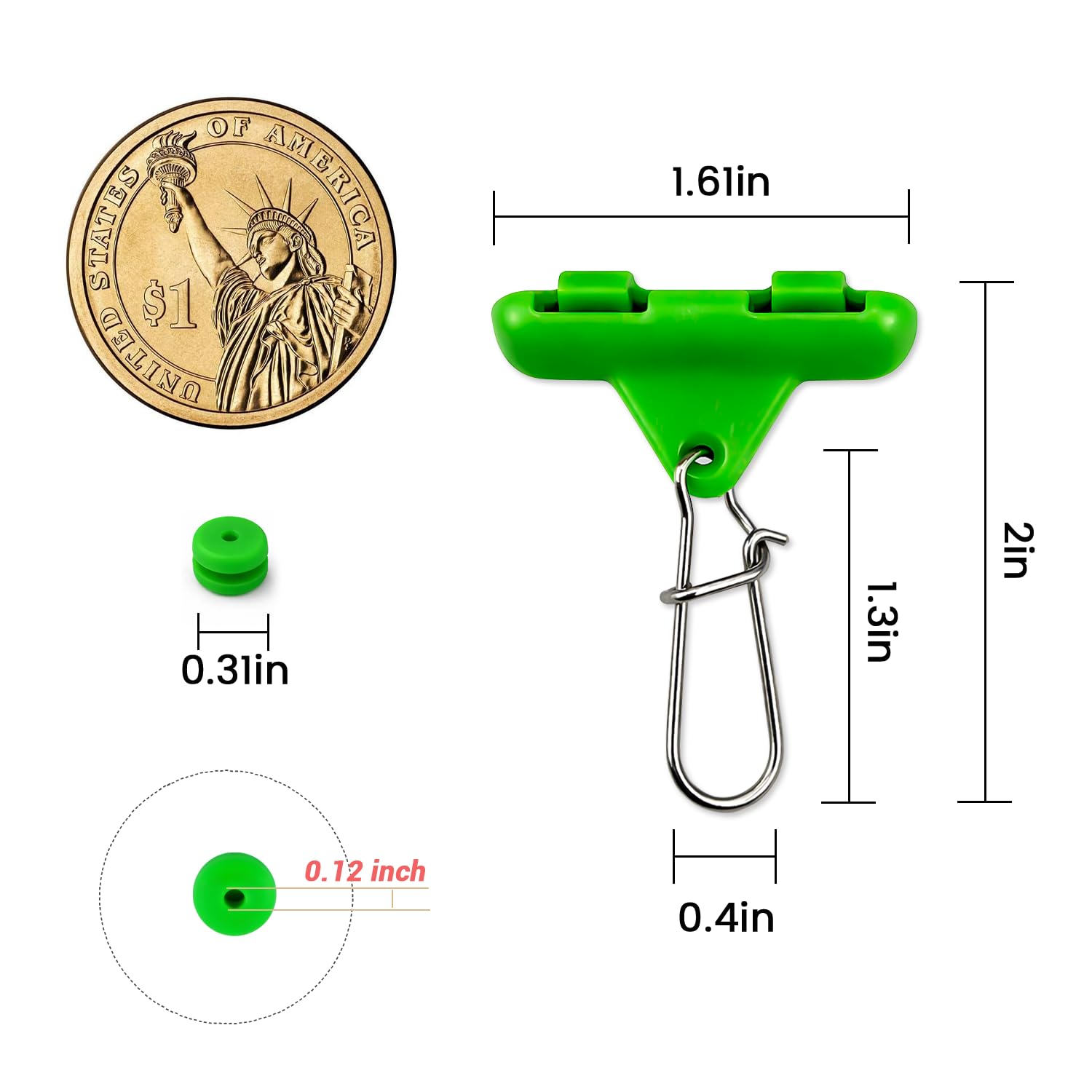 Toboganes de plomada para pesca con parachoques de peso, tobogán de pesca sin torsión, deslizador de plomada con clip para un fácil cambio de peso, protege la línea y el nudo para bagre