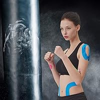 Vista 7 de AUPCON Cinta de kinesiología elástica terapéutica atlética, hipoalergénica, transpirable, de algodón, cinta muscular, terapia, apoyo