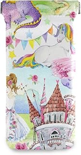 HUSSRITY Eyeglasses Case Princess Unicorn Castle Sunglasses Pouch Soft PU Leather Squeeze Top Eyeglass Holder Portable Glasses Case For Women Men