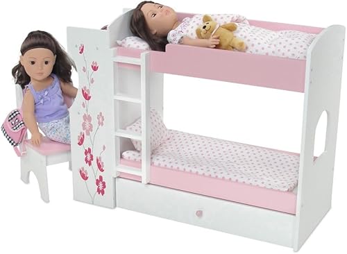 Miniatura 7 de Emily Rose Litera de muñeca de 18 pulgadas, camas de muñecas para muñecas de 18 pulgadas, litera de muñecas de bebé con cajón grande de