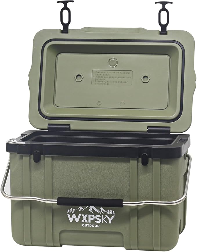 WXPSKY 27 quart rotomolded cooler with metal handle and cup holders