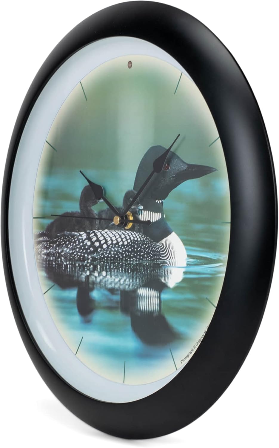 Call of The Loon Artwork Matte Black 13 inch Sound Wall Clock