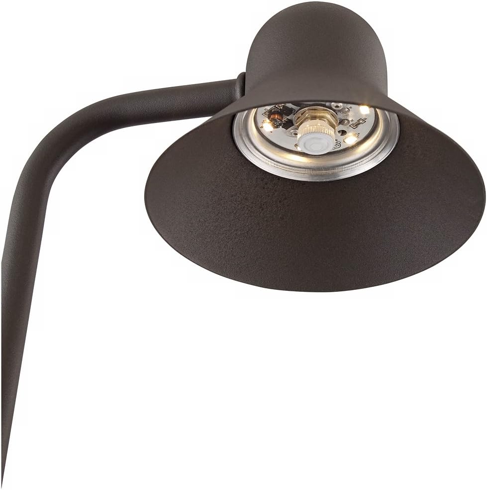 John Timberland Jayce 18 1/2" High Modern Outdoor Landscape Path Light Porch House Exterior Outside LED Bulb Weatherproof Brown Bronze Finish Aluminum Metal Shade Front Door Patio Garage Home